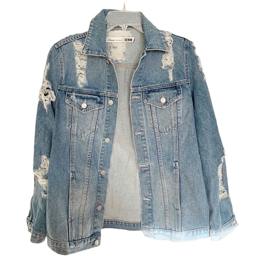 Lovers + Friends James Distressed Denim Jacket Small - Picture 2 of 8